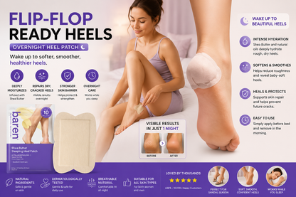 Baren Shea Butter Heel Patch, Overnight Cracked Heel Foot Mask